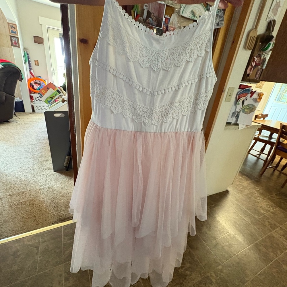 Elegant White and Pink Kids Dress